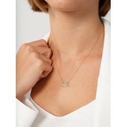 0,18 Karat Pırlanta Yeşil Mineli Kolye 18 Ayar